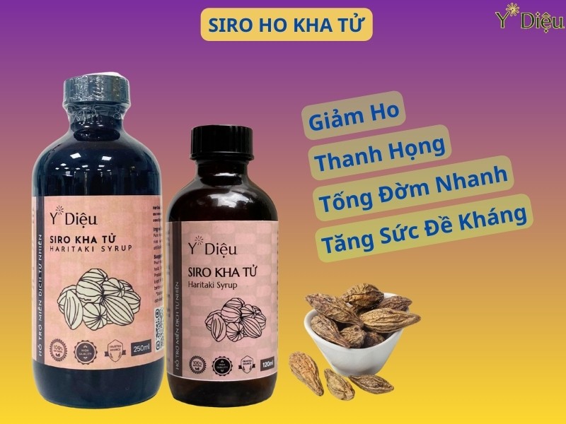 Siro Ho Kha Tử Y Diệu hỗ trợ giảm ho, viêm họng, khản tiếng.